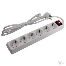 SP6W-250. Сетевой фильтр 6 розеток, 5м, белый. 5bites