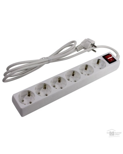SP6W-230. Сетевой фильтр 6 розеток, 3м, белый. 5bites в Махачкале