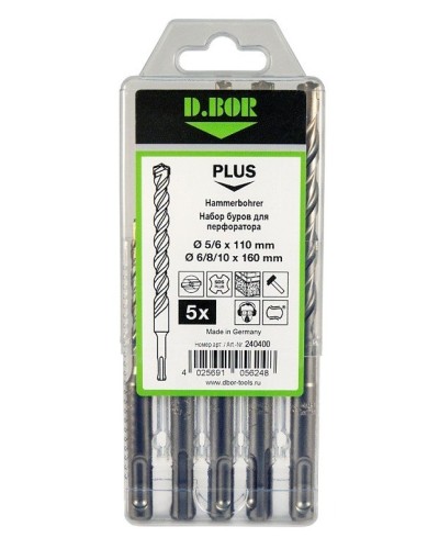 Набор буров SDS-plus V PLUS 5шт, 2-cutting (240400): Набор буров SDS-plus (5,6х110 мм; 6,8,10х160 мм) в Махачкале