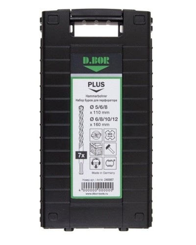 Набор буров SDS-plus V PLUS 7шт, 2-cutting (240987). Набор буров SDS-plus (5,6,8х110 мм; 6,8,10,12х160 мм). D.BOR в Махачкале