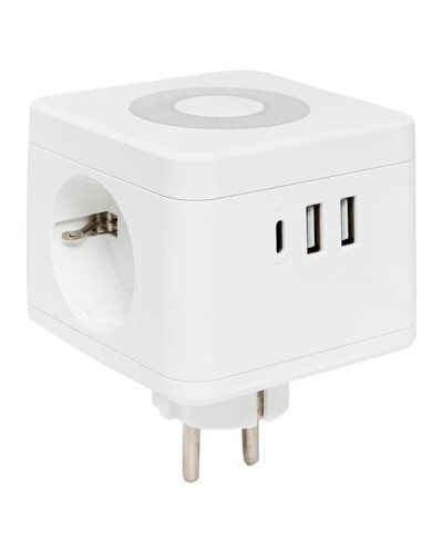Тройник Куб 2 гнезда 2USB 2,4А+Type C + Ночник. Тройник Куб. EKF в Махачкале