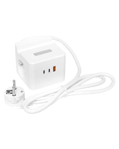 Удлинитель Куб 2 гнезда USB + 2Type C с быстрой зарядкой, подставкой под телефон и ночником 1,3 метра 1мм2. Удлинитель Куб. EKF в Махачкале
