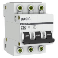 Автоматический выключатель 3P 50А (C) 4,5кА ВА 47-29 Basic (mcb4729-3-50C). Автоматический выключатель. EKF