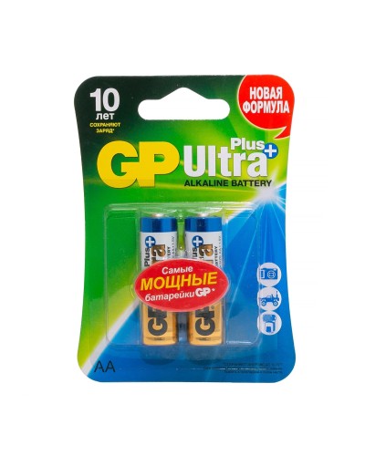 GP Ultra Plus Alkaline 15A AA (GP 15AUP-2CR2), упак. 2 шт. БЛИСТЕР. Алкалиновые батарейки. GP Batteries в Махачкале