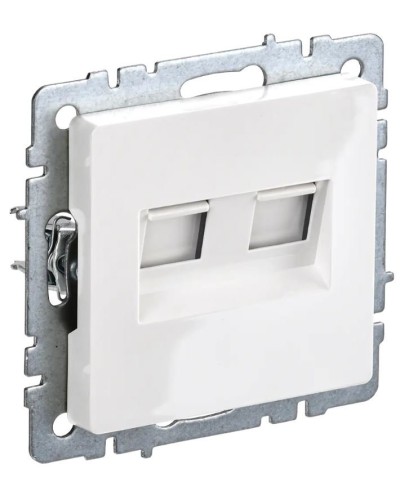 Розетка RJ11+RJ45 РК/Т12-БрБ белая BRITE (BR-KT20-O-1-K01). Розетка двойная. IEK в Махачкале