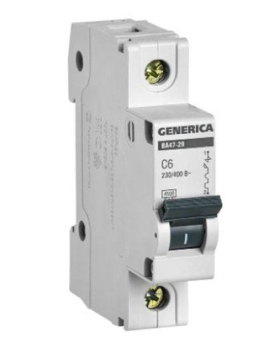 GENERICA ВА47-29 1P C 6А 4,5кА (MVA25-1-006-C). Автоматический выключатель. IEK в Махачкале