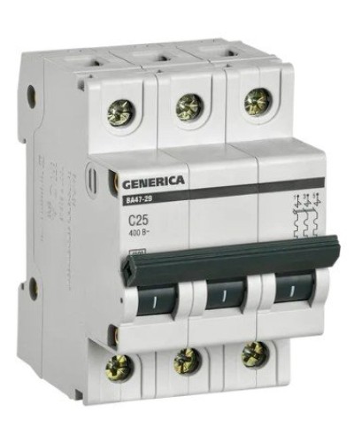 GENERICA ВА47-29 3P C 25А 4,5кА (MVA25-3-025-C). Автоматический выключатель. IEK в Махачкале