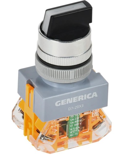 Переключатель D7-20X3 на 3 положения черный GENERICA (BSW50-20X3-3-21-3-K02-G). Переключатель. IEK в Махачкале
