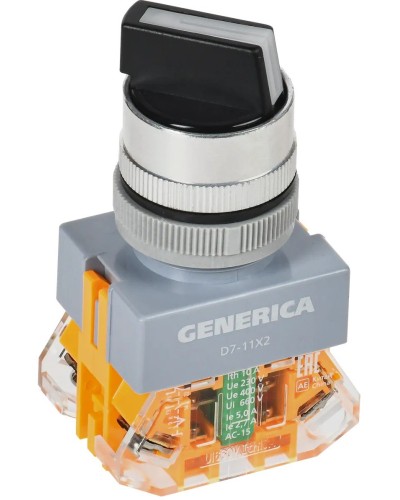 Переключатель D7-11X2 на 2 положения черный GENERICA (BSW50-11X2-3-21-2-K02-G). Переключатель. IEK в Махачкале