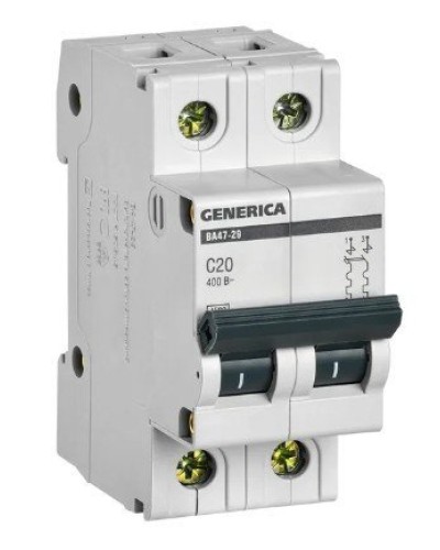 GENERICA ВА47-29 2P C 20А 4,5кА (MVA25-2-020-C). Автоматический выключатель. IEK в Махачкале