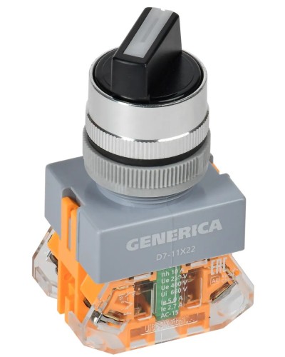 Переключатель D7-11X22 на 2 положения черный GENERICA (BSW50-11X22-3-22-2-K02-G). Переключатель с самовозвратом. IEK в Махачкале