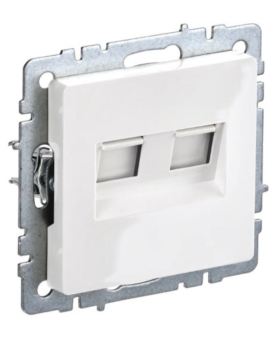 Розетка RJ45 РК10-2-БрБ кат.5E, белая BRITE (BR-K20-1-K01). Розетка компьютерная двойная. IEK в Махачкале