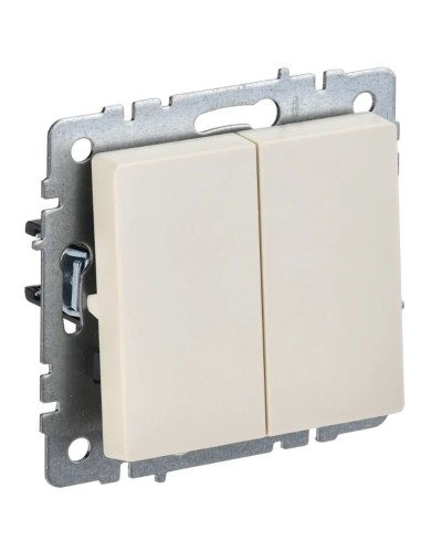 Выключатель 2-клавишный проходной ВС10-2-6-БрКр бежевый BRITE (BR-V22-0-10-K10). Выключатель. IEK в Махачкале