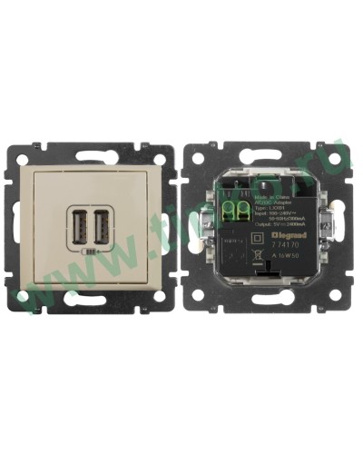 Розетка Valena двойная, USB, слоновая кость (774170). Розетка. LegranD в Махачкале
