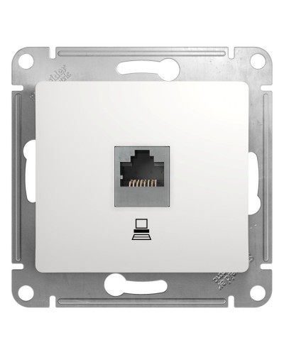 Glossa розетка RJ45 1-местная, кат. 5Е, скрытой установки, механизм, белый (GSL000181K). Розетка компьютерная. Systeme Electric в Махачкале
