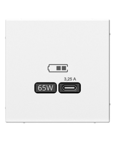 ArtGallery розетка USB тип-С 65Вт высокоскоростной заряд. QC, PD, скрытой установки, механизм, белый (GAL000127). Розетка USB. Systeme Electric в Махачкале