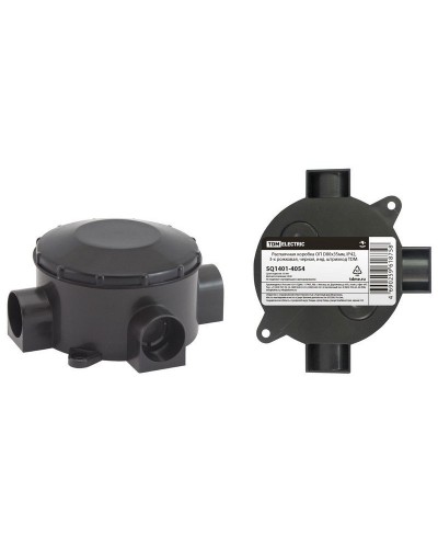 Распаячная коробка ОП D80х35мм, IP42, 3-х рожковая, черная TDM (SQ1401-4054). Распаячная коробка ОП. TDM ЕLECTRIC в Махачкале