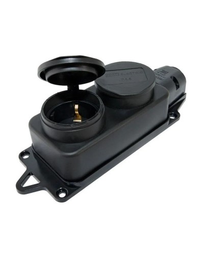 Розетка двухместная 2Р+РЕ 16А 250В IP44 (SQ0612-0037). Розетка двухместная с заглушками каучук. TDM ЕLECTRIC в Махачкале