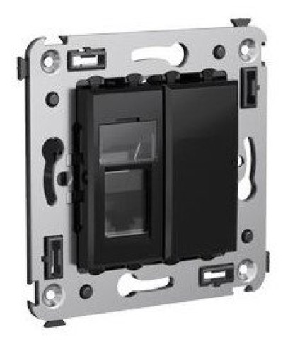 Розетка RJ-45 в стену Avanti одинарная черный квадрат (4402463). Розетка компьютерная. ДКС в Махачкале