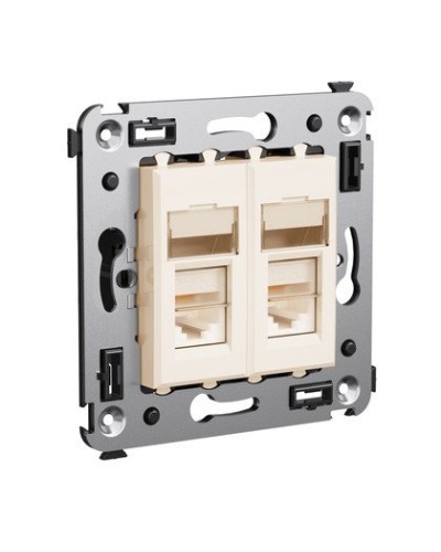 Розетка RJ-45 Avanti в стену двойная экранированная ванильная дымка (4405364). Розетка. ДКС в Махачкале
