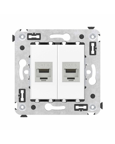Розетка RJ-45 в стену, кат.6E, Avanti, двойная, белое облако (4400794). Розетка компьютерная модульная. ДКС в Махачкале