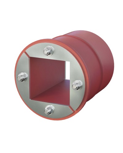 Проходка круглая, нержавеющая, D200х70 мм с проемом 120х120 мм (DXF3126): Проходка круглая, нержавеющая, с проёмом в Махачкале
