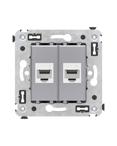 Розетка RJ-45 в стену, кат.5E, Avanti, двойная, закаленная сталь (4404664). Розетка компьютерная. ДКС в Махачкале