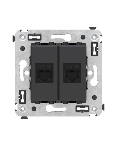 Розетка RJ-45 в стену, кат.5E, Avanti, двойная, черный матовый (4412664). Розетка компьютерная. ДКС в Махачкале