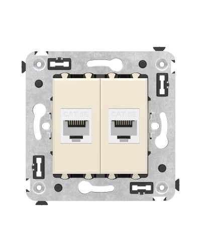 Розетка RJ-45 в стену, кат.5E, Avanti, двойная, ванильная дымка (4405664). Розетка компьютерная. ДКС в Махачкале