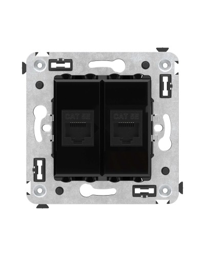 Розетка RJ-45 в стену, кат.5E, Avanti, двойная, черный квадрат (4402664). Розетка компьютерная. ДКС в Махачкале