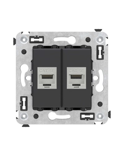 Розетка RJ-45 в стену, кат.6E, Avanti, двойная, черная матовая (4412764). Розетка компьютерная. ДКС в Махачкале