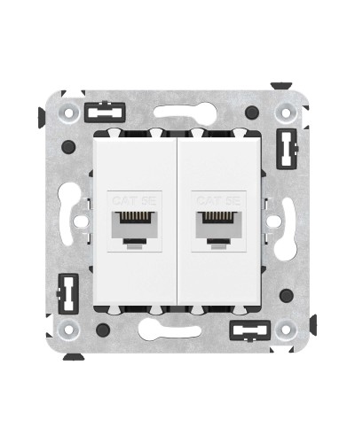 Розетка RJ-45 в стену, кат.5E, Avanti, двойная, белое облако (4400664). Розетка компьютерная. ДКС в Махачкале