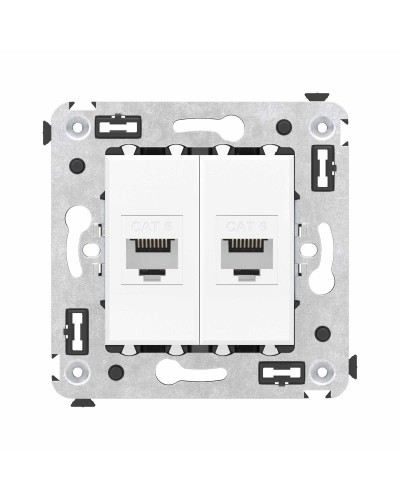 Розетка RJ-45 в стену, кат.6E, Avanti, двойная, белое облако (4400694). Розетка компьютерная. ДКС в Махачкале