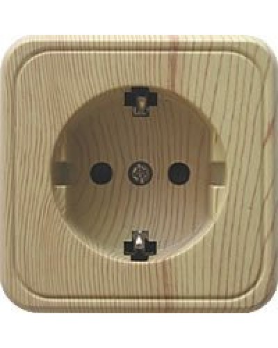 Розетка одинарная открытой установки с з/к, сосна, LK Standard (813225). Розетка с заземляющими контактами и защитными шторками. Экопласт в Махачкале