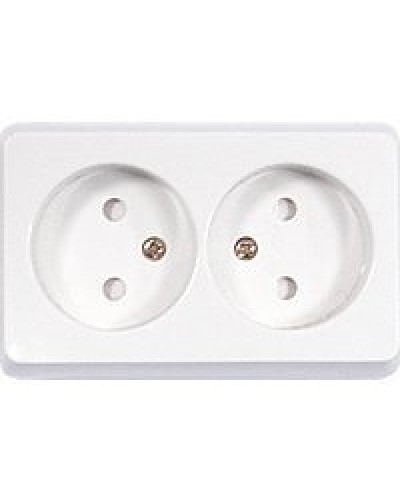 Розетка двойная открытой установки без з/к, белый, LK Standard (813604). Розетка без заземляющих контактов с защитными шторками. Экопласт в Махачкале