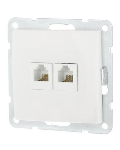 Розетка телефонная двойная 2xRJ-12 с накладкой, белый LK60 (865604-1). Розетка телефонная. Экопласт в Махачкале