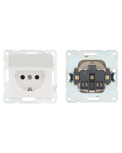 Розетка с з/к, шторками и крышкой, белый LK80 (843404-1). Розетка. Экопласт в Махачкале