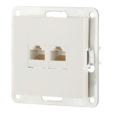 Розетка 2xRJ-45 кат.5е с накладкой, белый LK80 (846204-1). Розетка компьютерная двойная. Экопласт