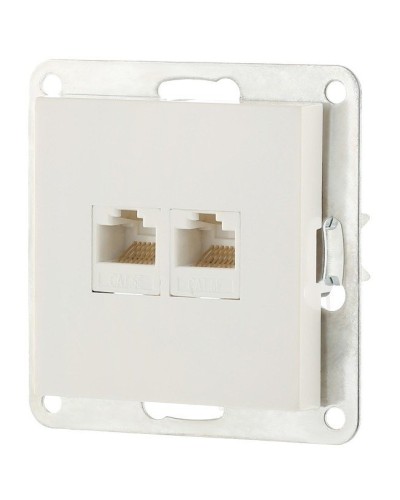 Розетка 2xRJ-45 кат.5е с накладкой, белый LK80 (846204-1). Розетка компьютерная двойная. Экопласт в Махачкале