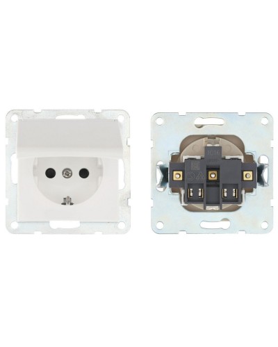 Розетка с з/к, шторками и крышкой, белый LK60 (863404-1). Розетка. Экопласт в Махачкале