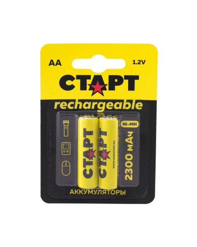 СТАРТ HR6 (AA, 2300 mah), упак. 2 шт. БЛИСТЕР. Перезаряжаемые аккумуляторы. СТАРТ в Махачкале