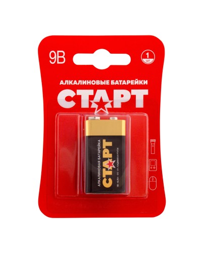 СТАРТ 6LR61-BL1 (9 В, Крона,  6LR61), БЛИСТЕР. Алкалиновая батарейка. СТАРТ в Махачкале